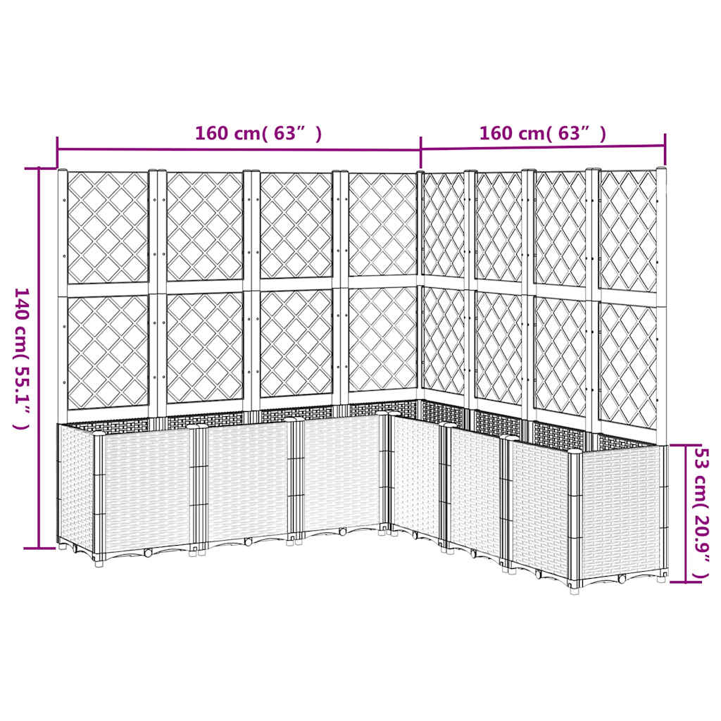 Fioriera Giardino con Traliccio Grigio Blu 160x160x140 cm PP | homemem39