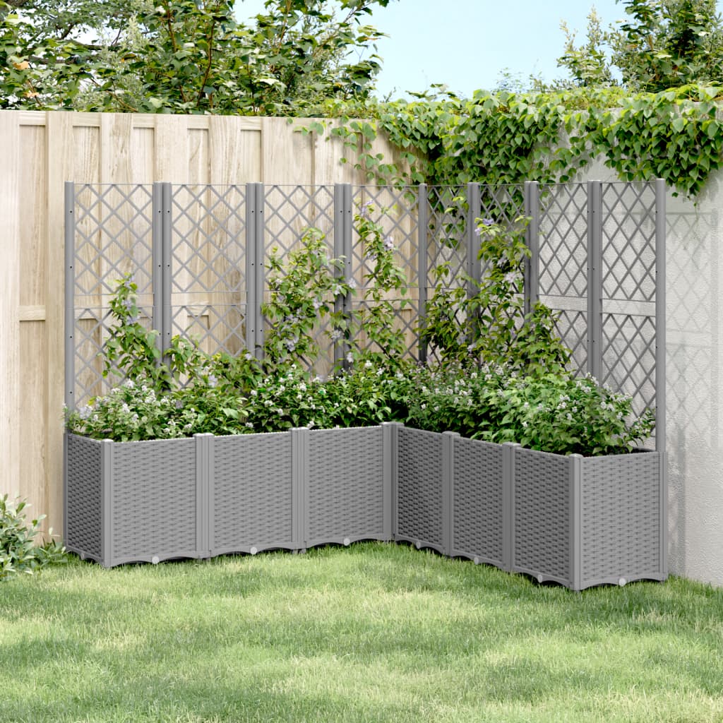 Fioriera Giardino con Traliccio Grigio Chiaro 160x160x140 cm PP - homemem39