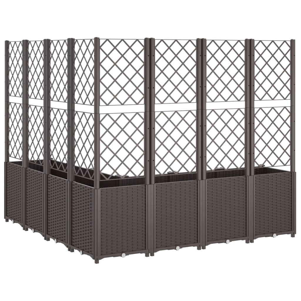 Fioriera da Giardino con Traliccio Marrone 160x160x140 cm in PP - homemem39