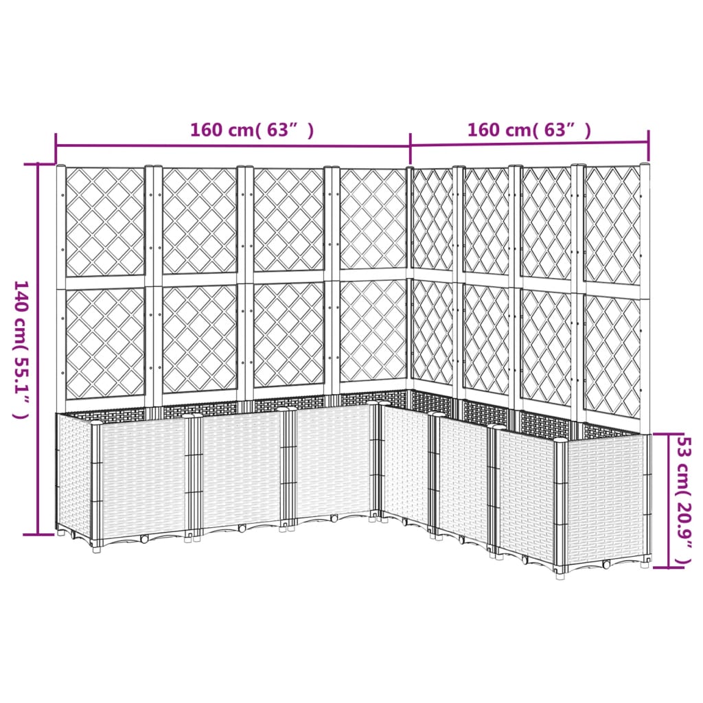 Fioriera da Giardino con Traliccio Marrone 160x160x140 cm in PP - homemem39