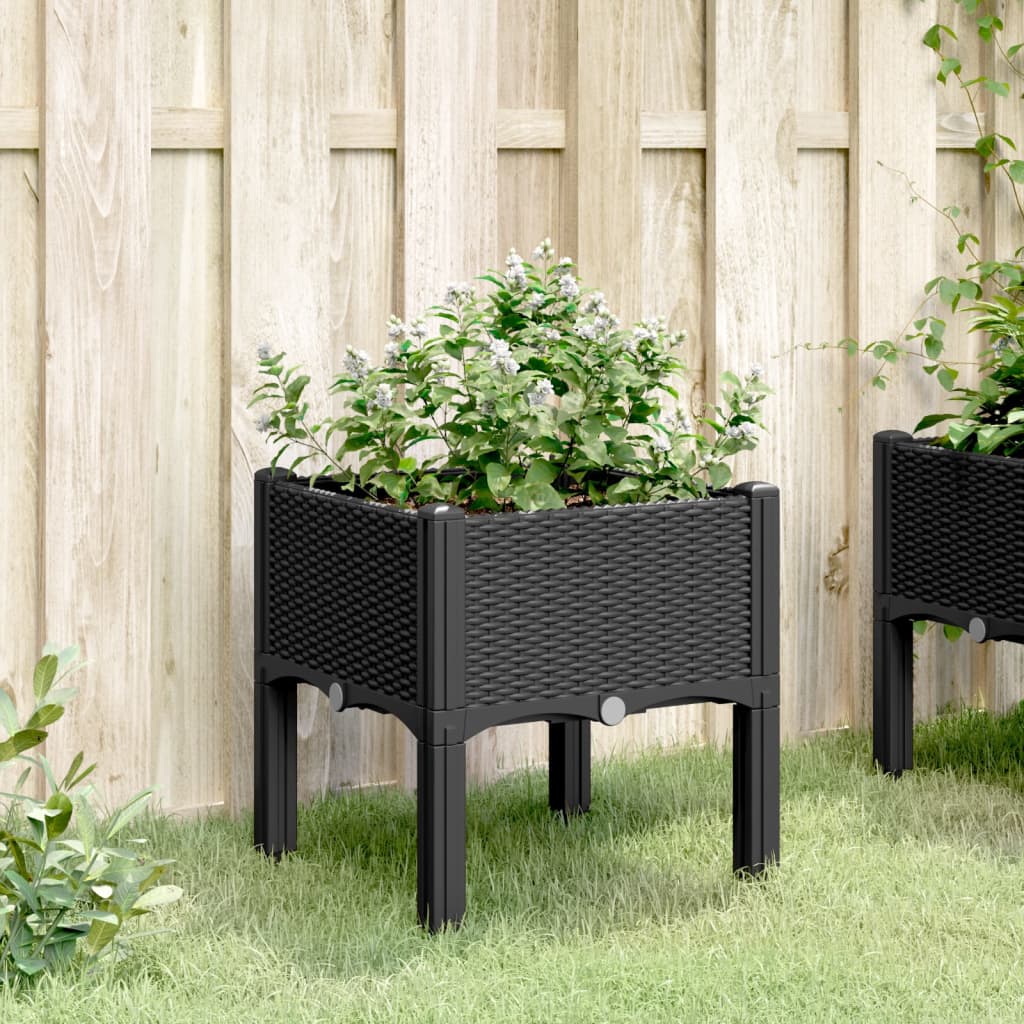 Fioriera da Giardino con Gambe Nera 40x40x42 cm in PP - homemem39