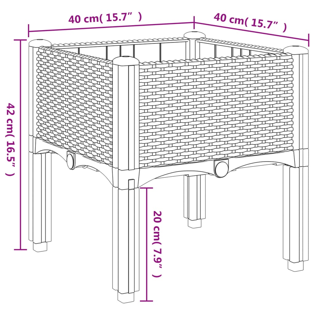 Fioriera da Giardino con Gambe Nera 40x40x42 cm in PP | homemem39