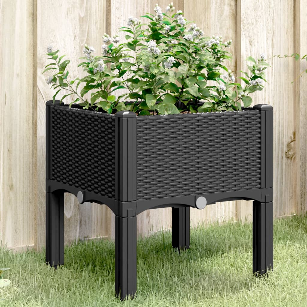 Fioriera da Giardino con Gambe Nera 40x40x42 cm in PP - homemem39