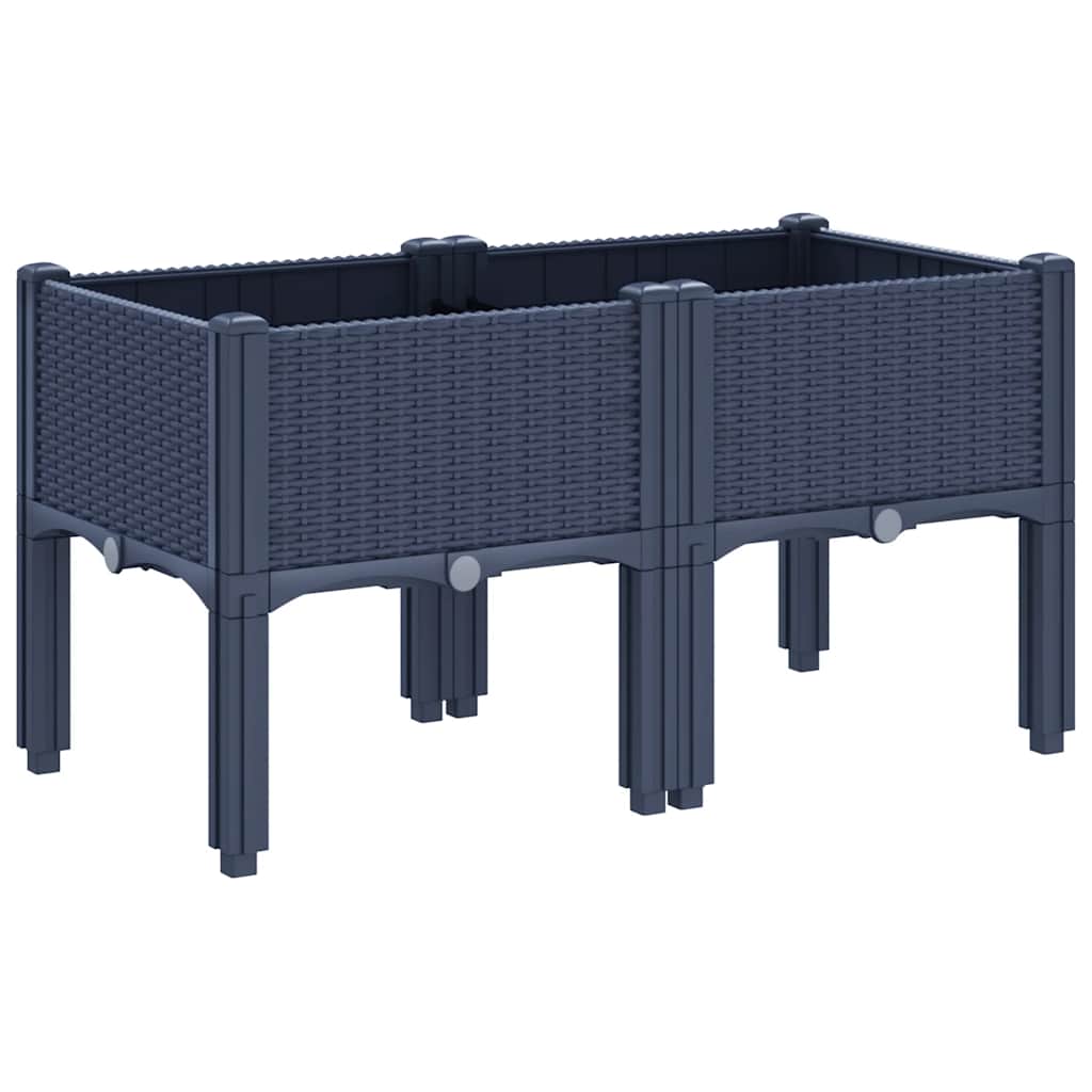 Fioriera da Giardino con Gambe Grigio Blu 80x40x42 cm in PP - homemem39