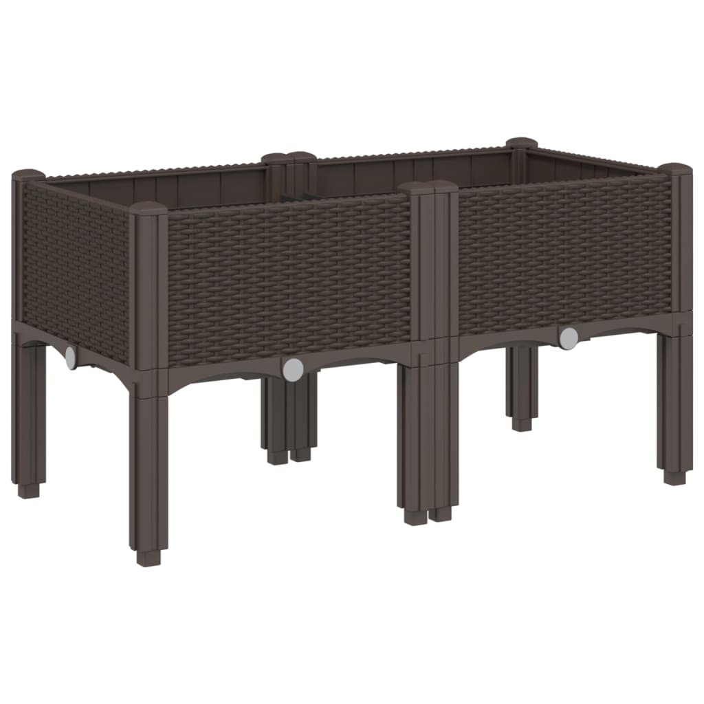Fioriera da Giardino con Gambe Marrone 80x40x42 cm in PP - homemem39