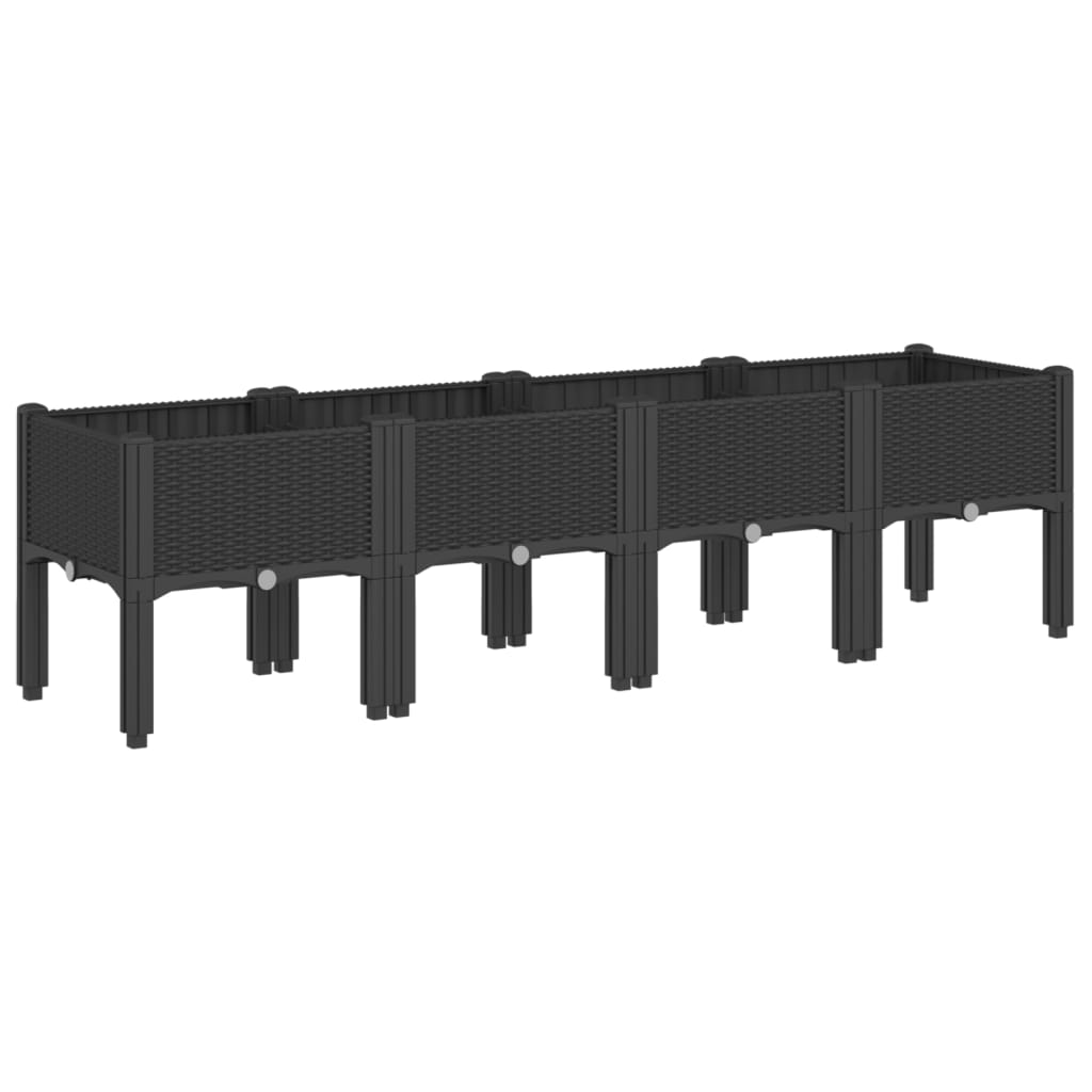 Fioriera da Giardino con Gambe Nera 160x40x42 cm in PP - homemem39