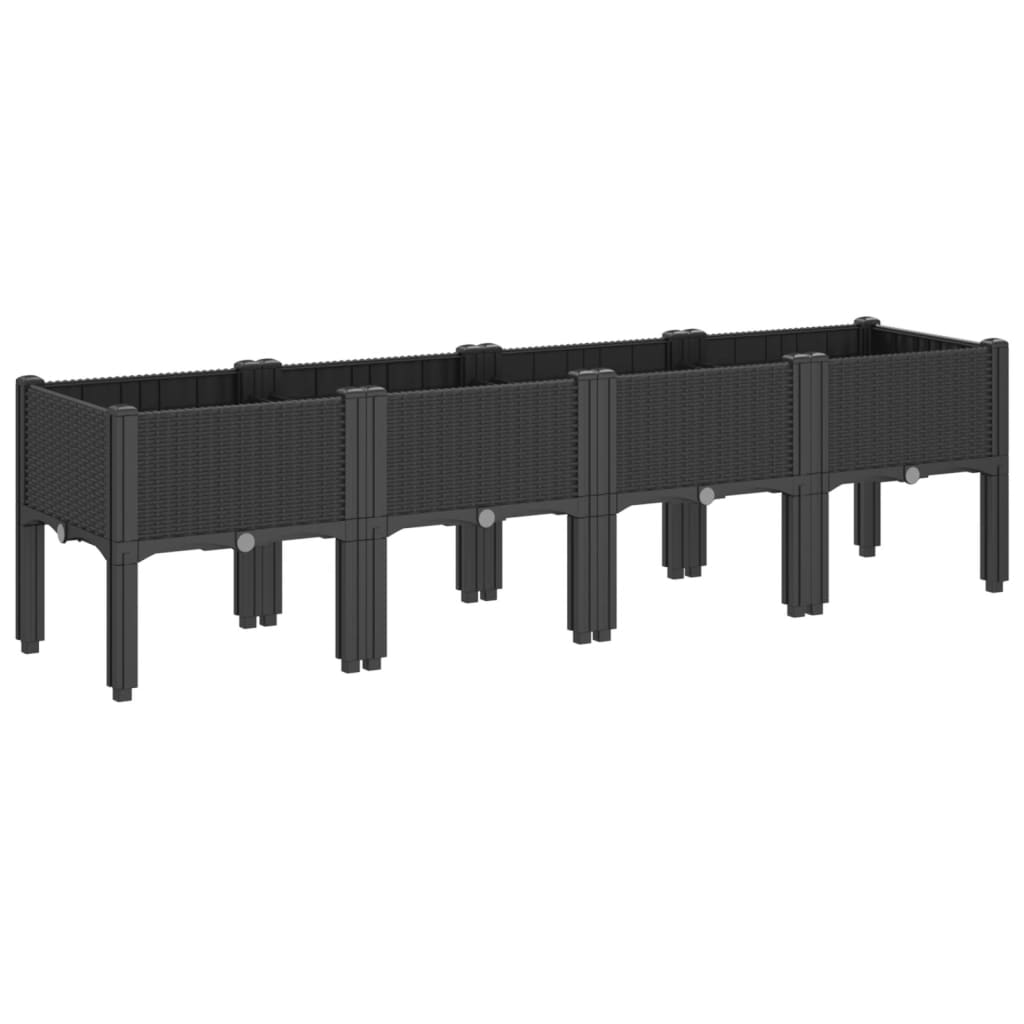 Fioriera da Giardino con Gambe Nera 160x40x42 cm in PP - homemem39