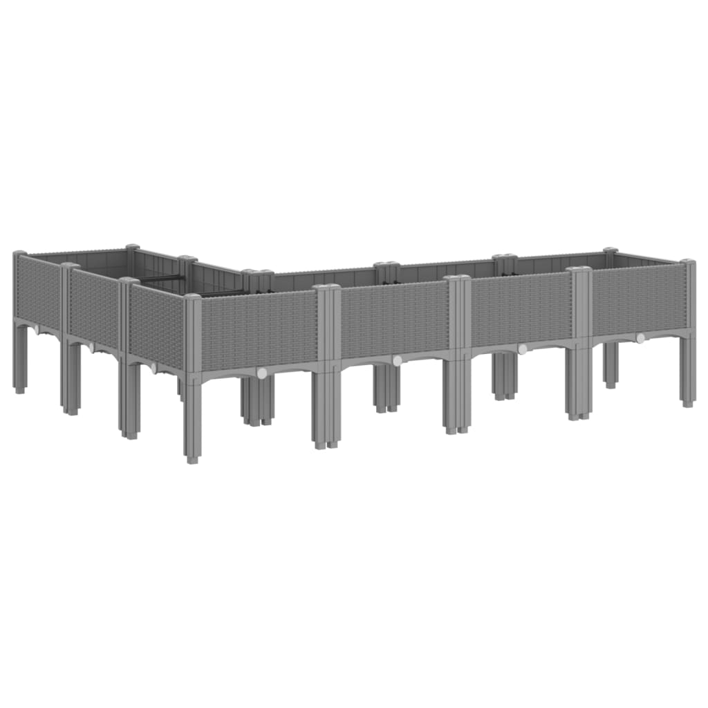 Fioriera da Giardino con Gambe Grigio Chiaro 160x120x42 cm PP