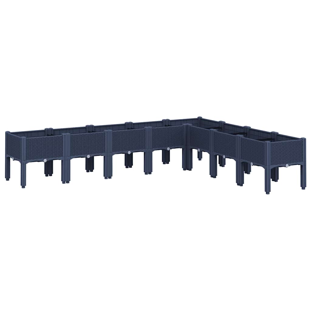Fioriera da Giardino con Gambe Grigio Blu 200x160x42 cm in PP