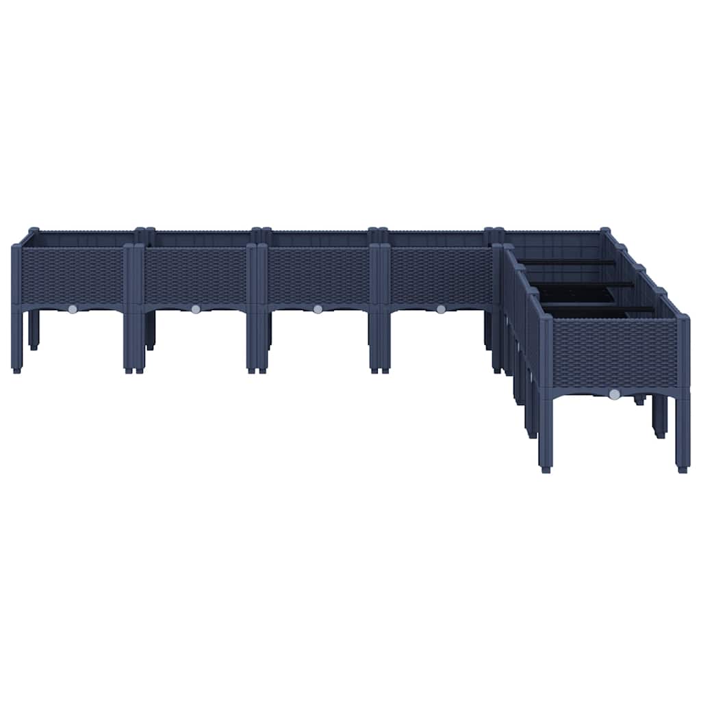 Fioriera da Giardino con Gambe Grigio Blu 200x160x42 cm in PP