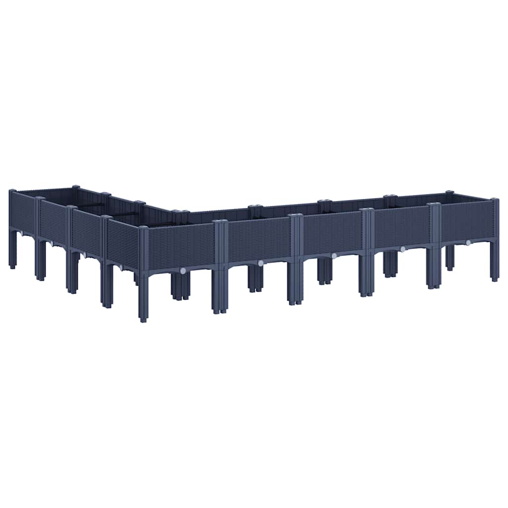 Fioriera da Giardino con Gambe Grigio Blu 200x160x42 cm in PP