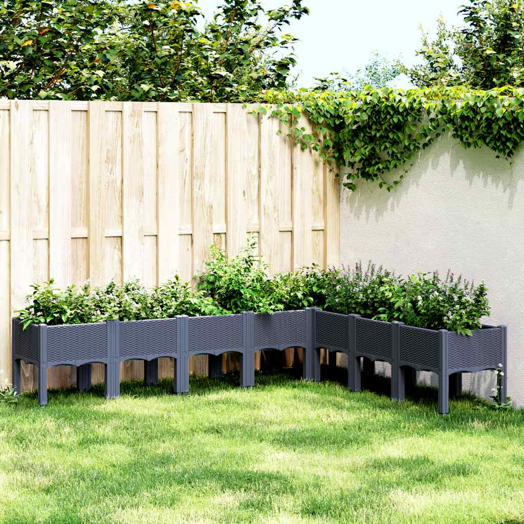Fioriera da Giardino con Gambe Grigio Blu 200x160x42 cm in PP