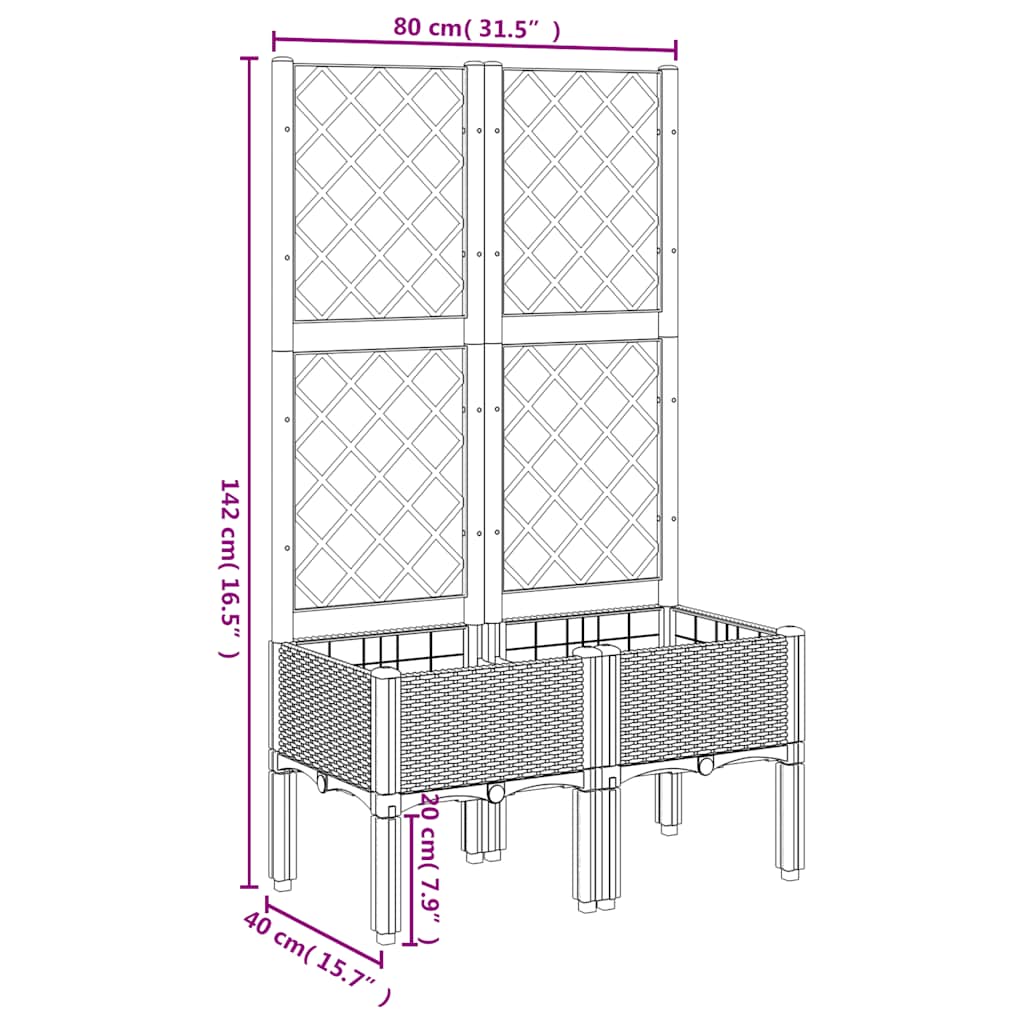 Fioriera da Giardino con Graticcio Bianco 80x40x142 cm PP | homemem39