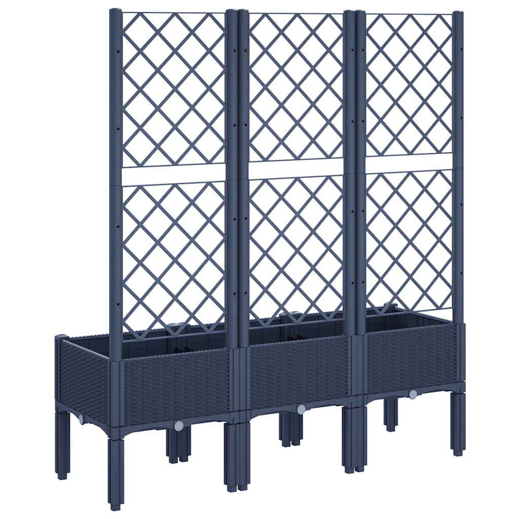 Fioriera Giardino con Traliccio Grigio Blu 120x40x142 cm PP