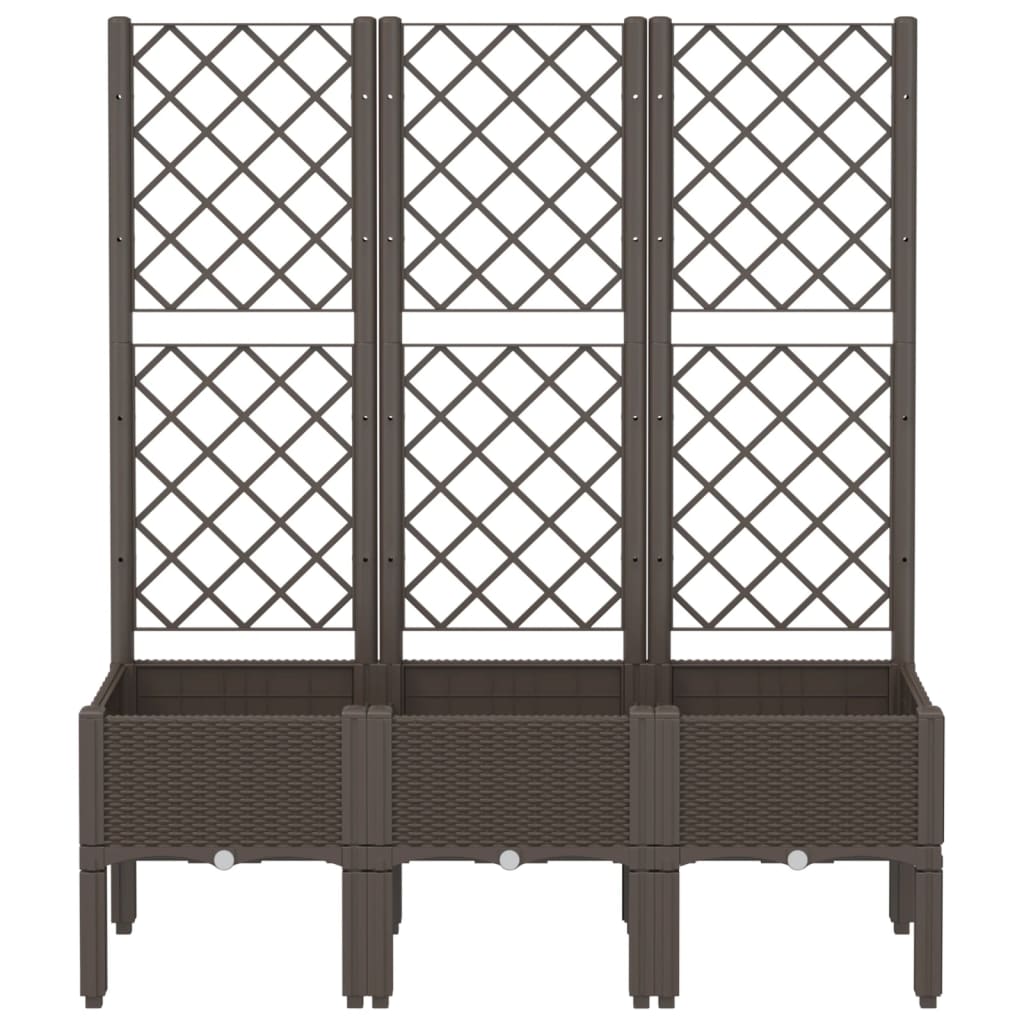 Fioriera da Giardino con Traliccio Marrone 120x40x142 cm in PP