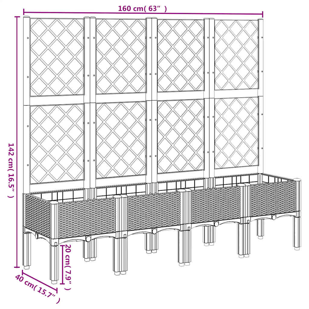 Fioriera Giardino con Traliccio Grigio Blu 160x40x142 cm PP | homemem39