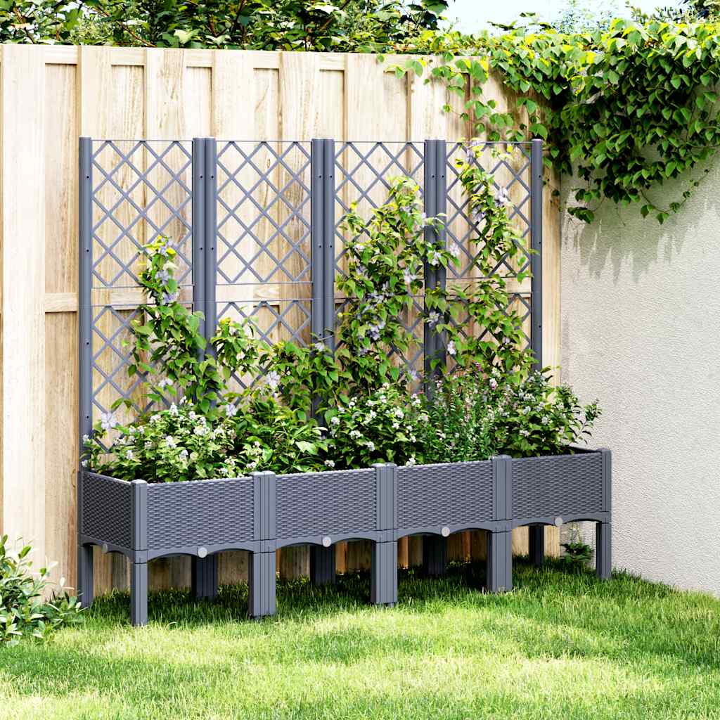 Fioriera Giardino con Traliccio Grigio Blu 160x40x142 cm PP - homemem39