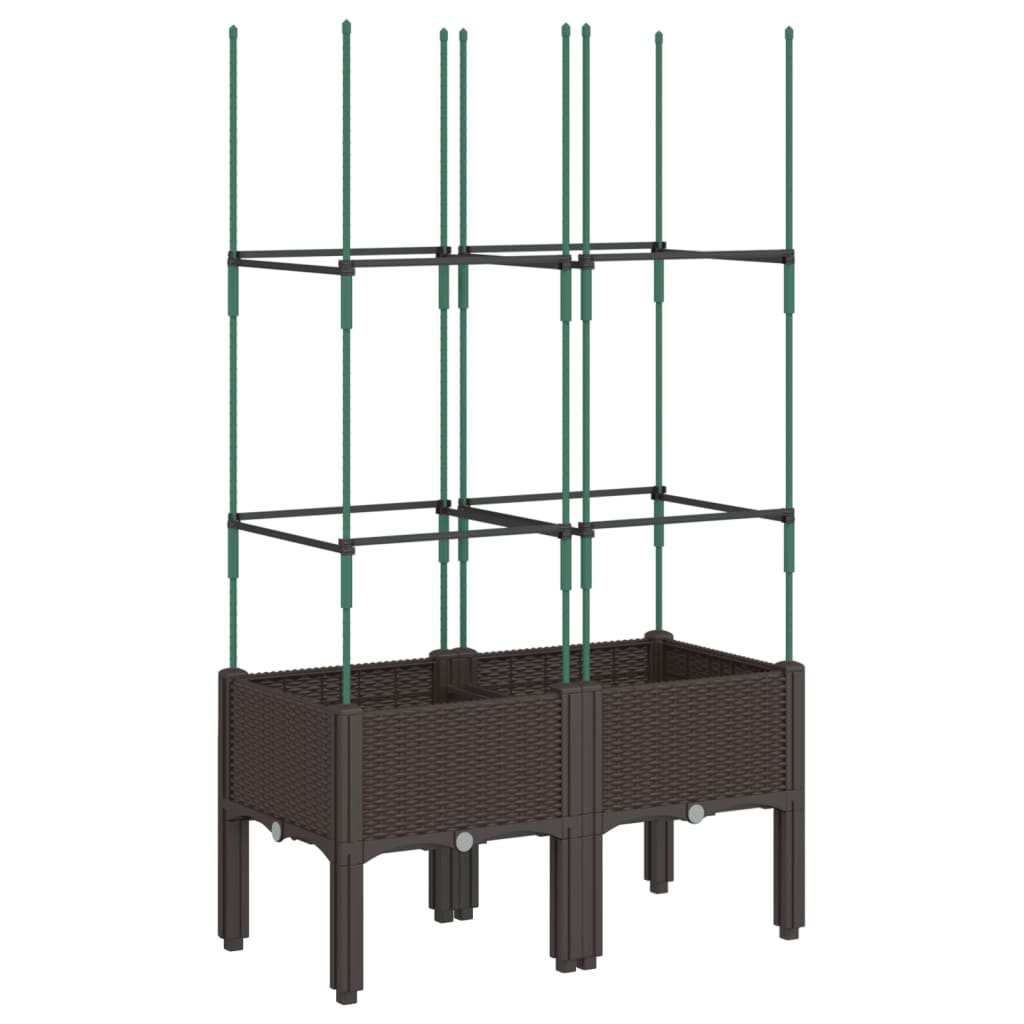 Fioriera da Giardino con Traliccio Marrone 80x40x142,5 cm in PP - homemem39