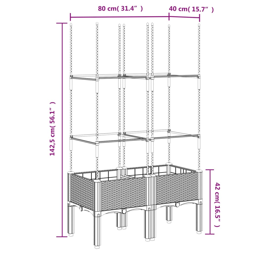 Fioriera da Giardino con Traliccio Marrone 80x40x142,5 cm in PP | homemem39