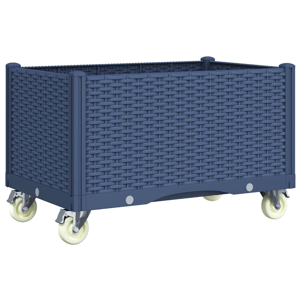 Fioriera da Giardino con Ruote Grigio Blu 80x50x54 cm in PP