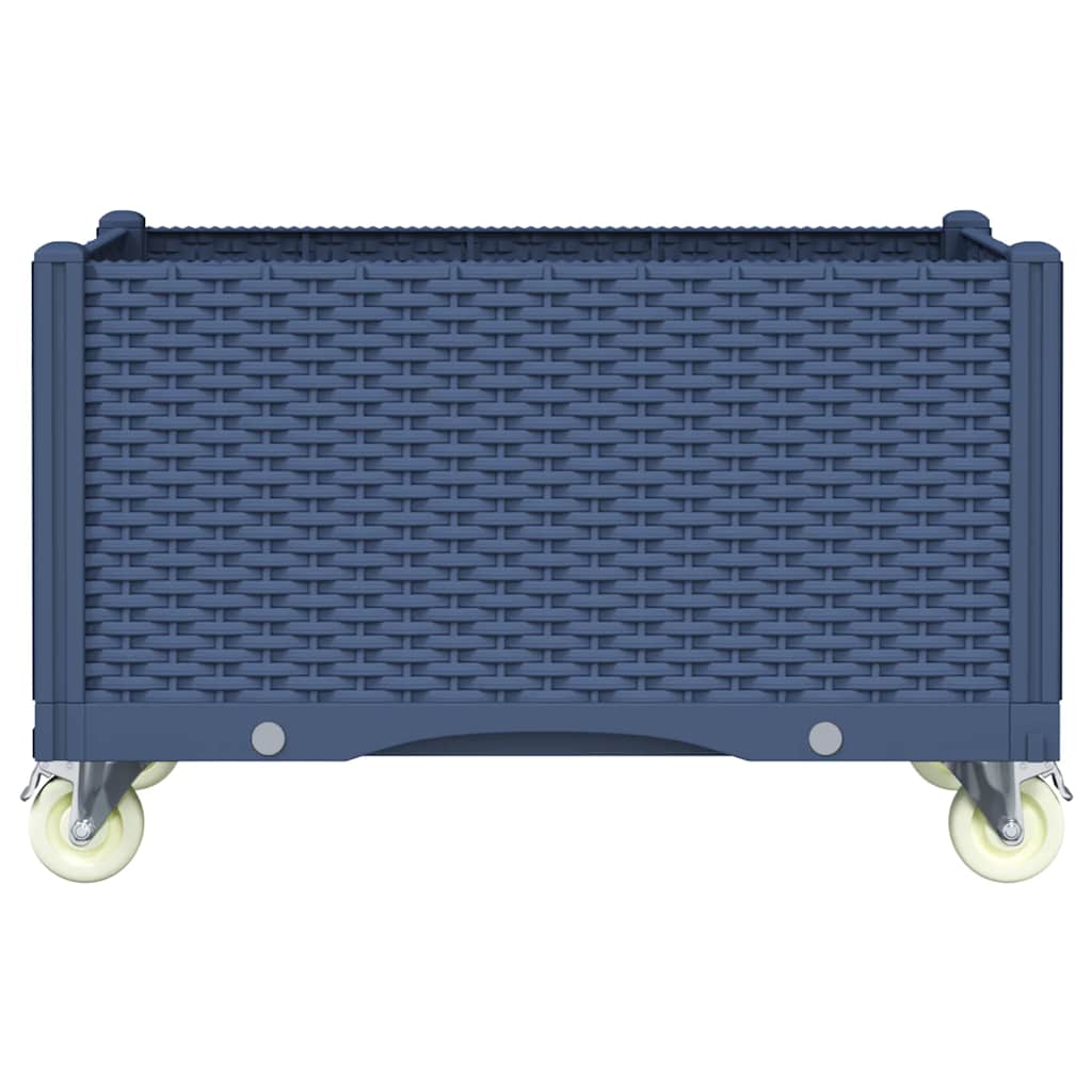 Fioriera da Giardino con Ruote Grigio Blu 80x50x54 cm in PP