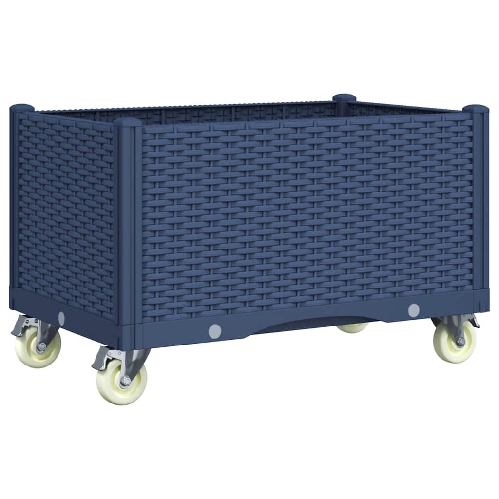 Fioriera da Giardino con Ruote Grigio Blu 80x50x54 cm in PP