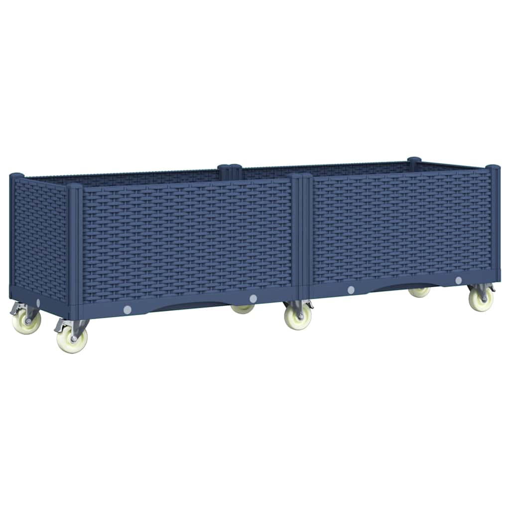 Fioriera Giardino con Ruote Grigio Blu 160x50x54 cm PP
