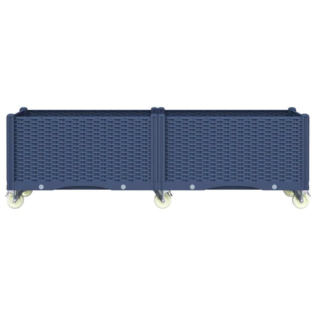 Fioriera Giardino con Ruote Grigio Blu 160x50x54 cm PP
