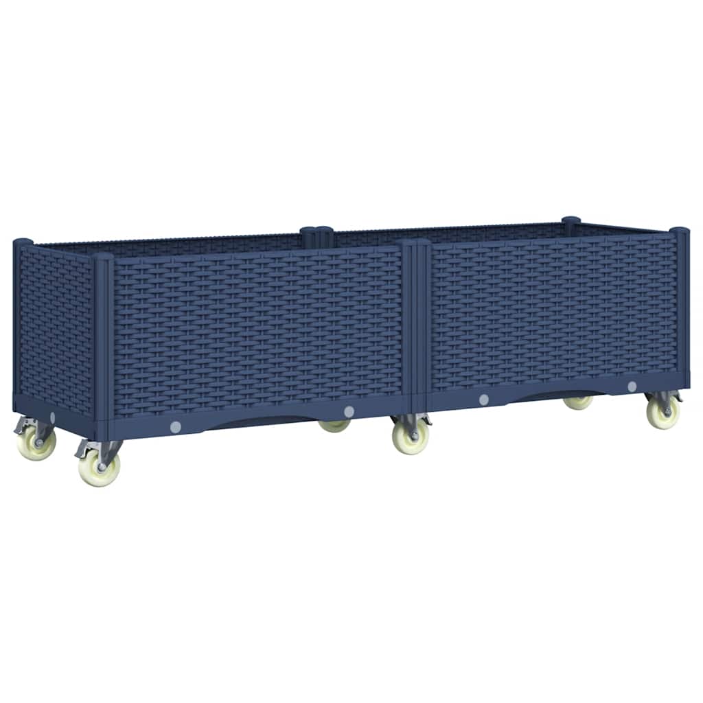 Fioriera Giardino con Ruote Grigio Blu 160x50x54 cm PP