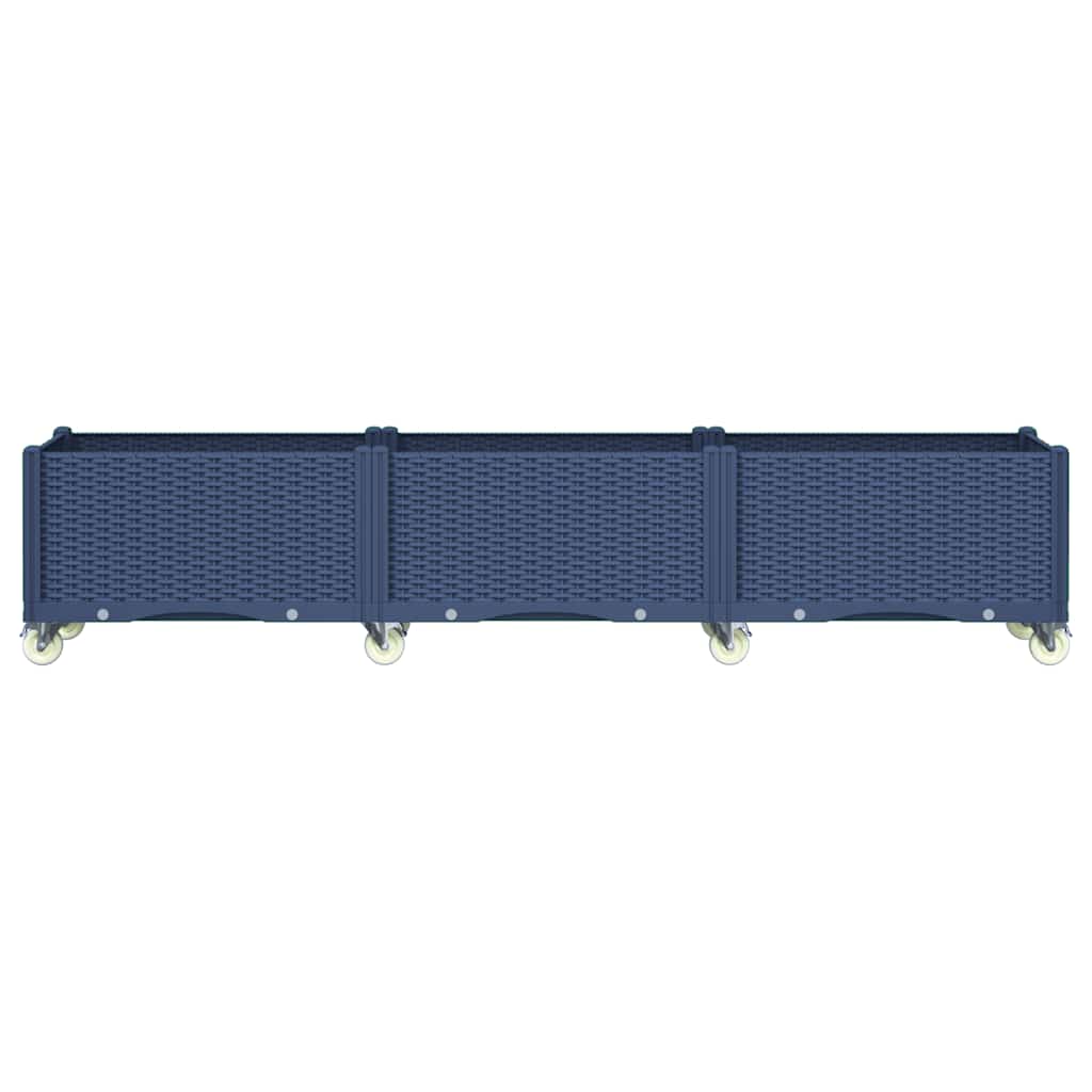 Fioriera da Giardino con Ruote Grigio Blu 240x50x54 cm in PP - homemem39