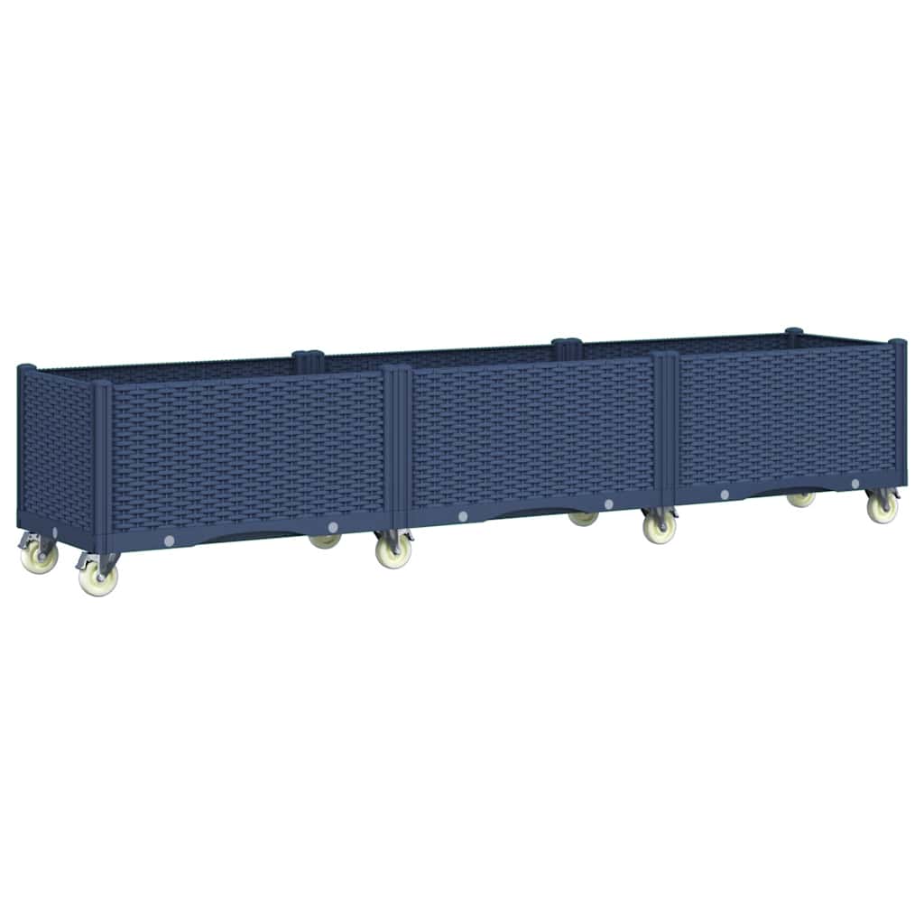 Fioriera da Giardino con Ruote Grigio Blu 240x50x54 cm in PP - homemem39