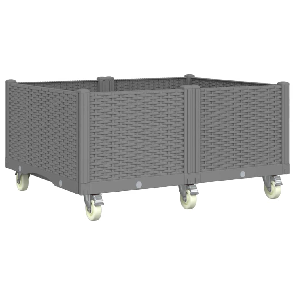 Fioriera da Giardino con Ruote Grigio Chiaro 100x80x54 cm in PP - homemem39