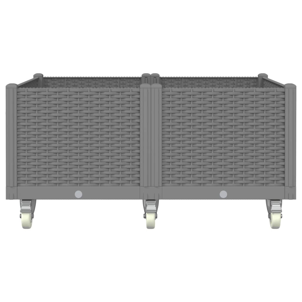 Fioriera da Giardino con Ruote Grigio Chiaro 100x80x54 cm in PP - homemem39