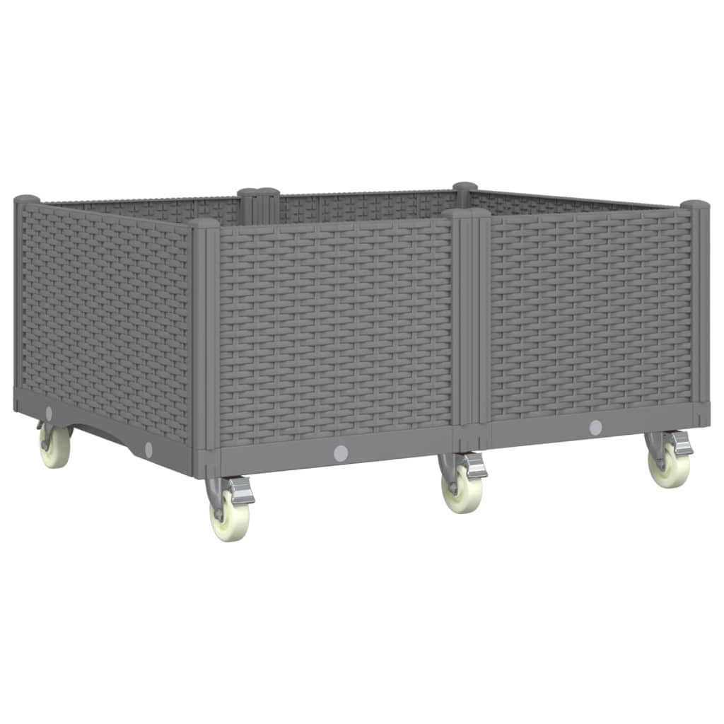 Fioriera da Giardino con Ruote Grigio Chiaro 100x80x54 cm in PP - homemem39