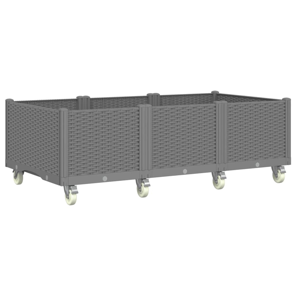 Fioriera da Giardino con Ruote Grigio Chiaro 150x80x54 cm in PP - homemem39