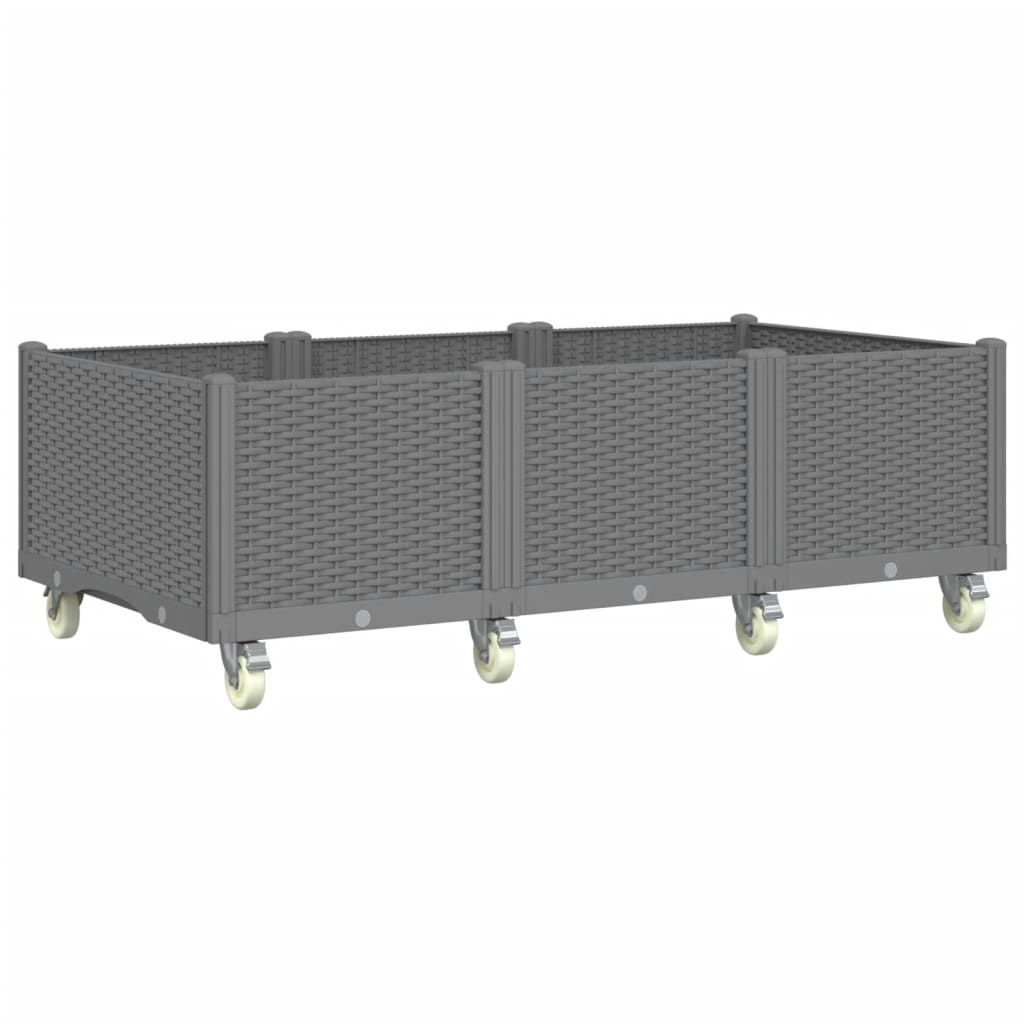 Fioriera da Giardino con Ruote Grigio Chiaro 150x80x54 cm in PP - homemem39