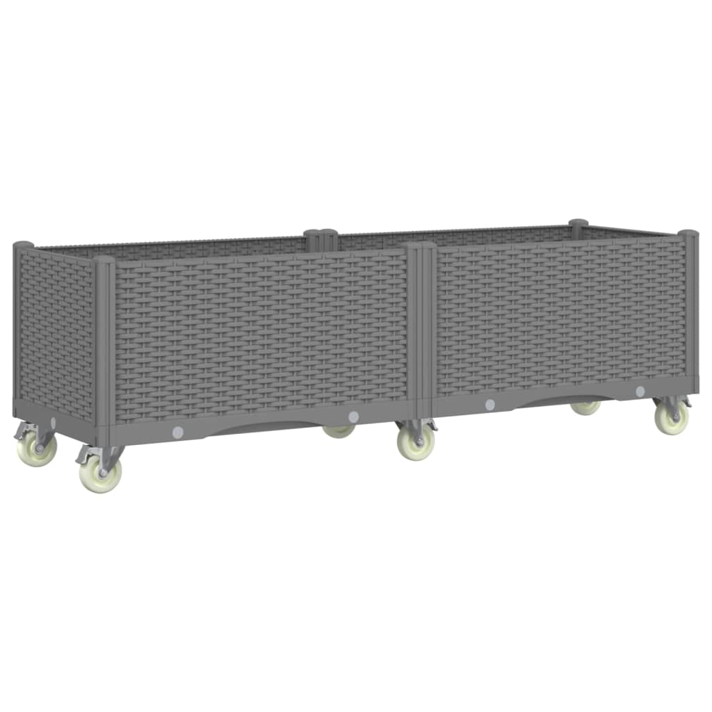 Fioriera Giardino con Ruote Grigio Chiaro 160x50x54 cm PP