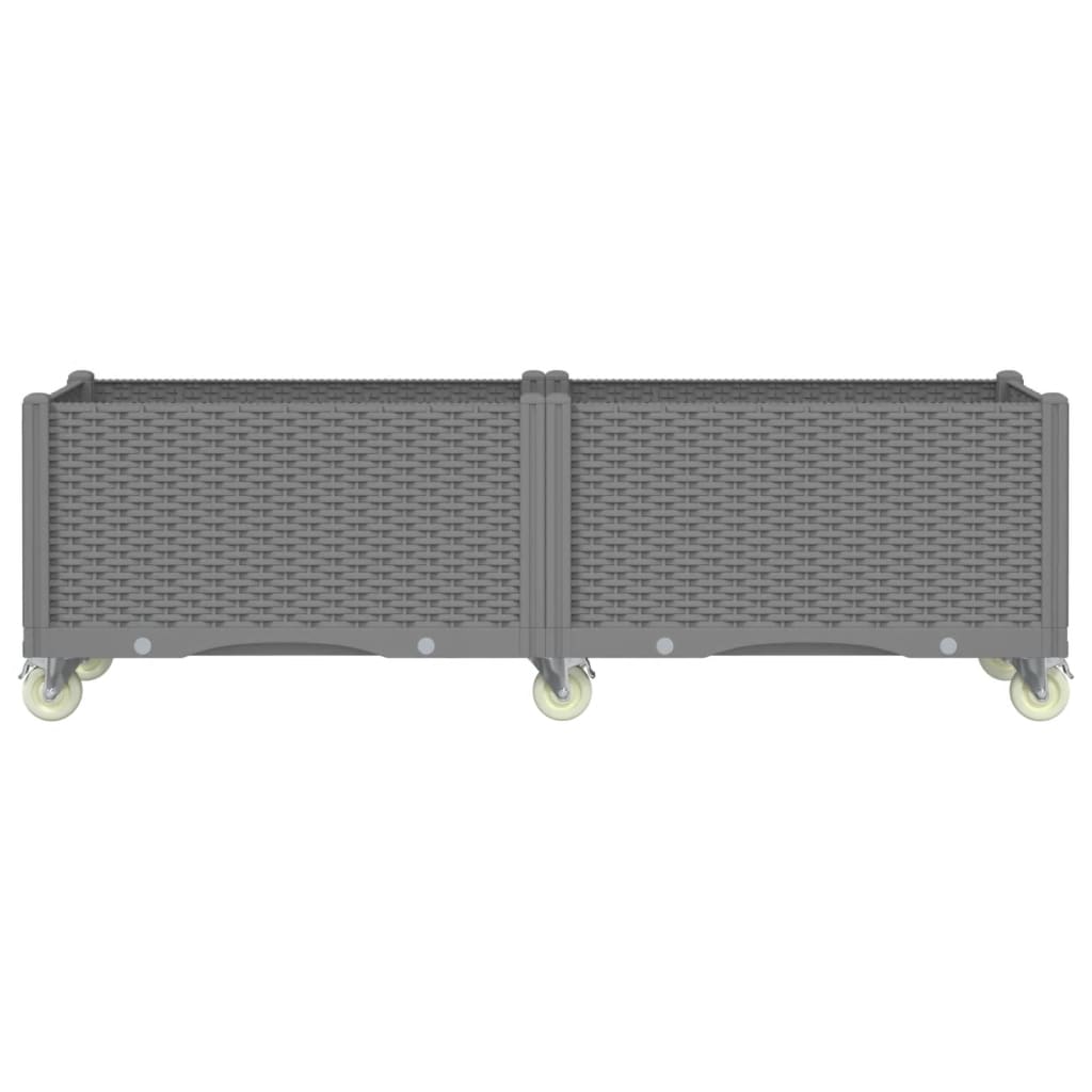 Fioriera Giardino con Ruote Grigio Chiaro 160x50x54 cm PP