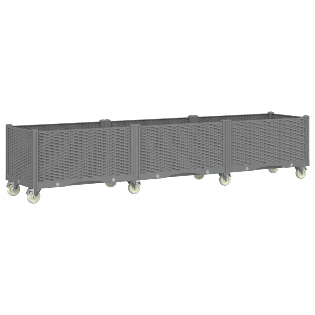 Fioriera da Giardino con Ruote Grigio Chiaro 240x50x54 cm in PP