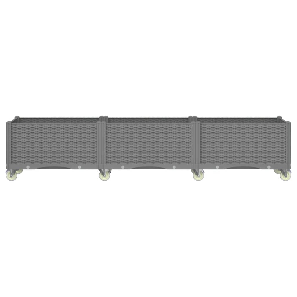 Fioriera da Giardino con Ruote Grigio Chiaro 240x50x54 cm in PP
