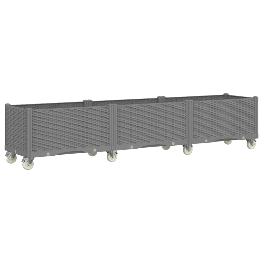 Fioriera da Giardino con Ruote Grigio Chiaro 240x50x54 cm in PP