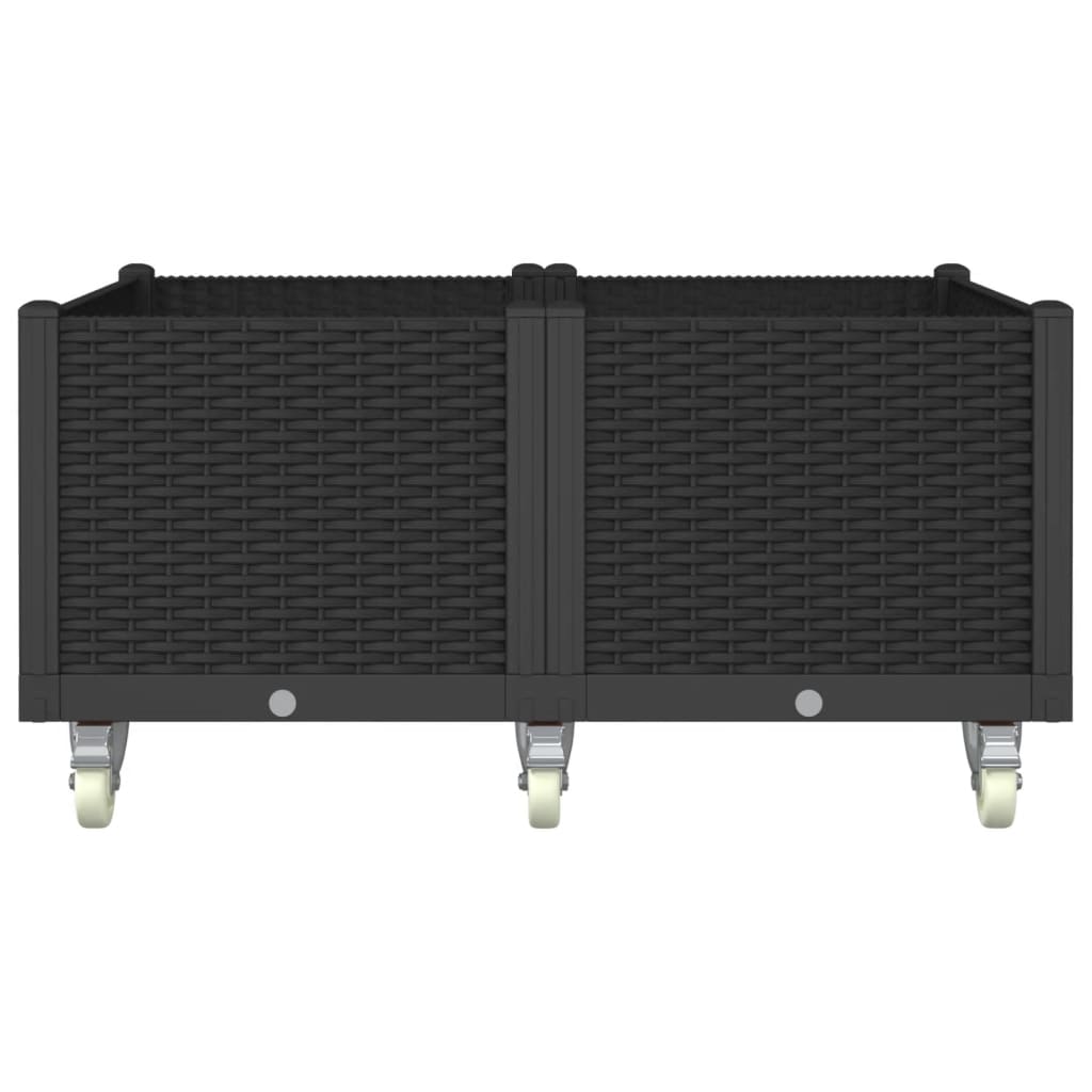 Fioriera da Giardino con Ruote Nera 100x80x54 cm in PP - homemem39