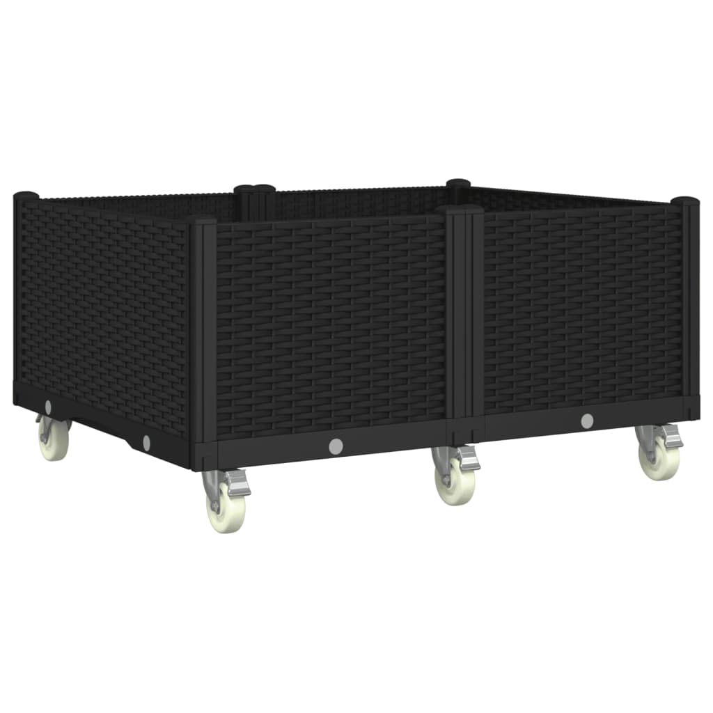 Fioriera da Giardino con Ruote Nera 100x80x54 cm in PP - homemem39
