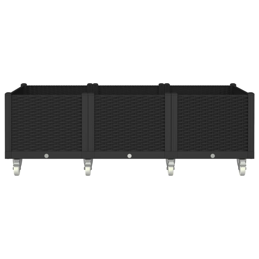 Fioriera da Giardino con Ruote Nera 150x80x54 cm in PP - homemem39