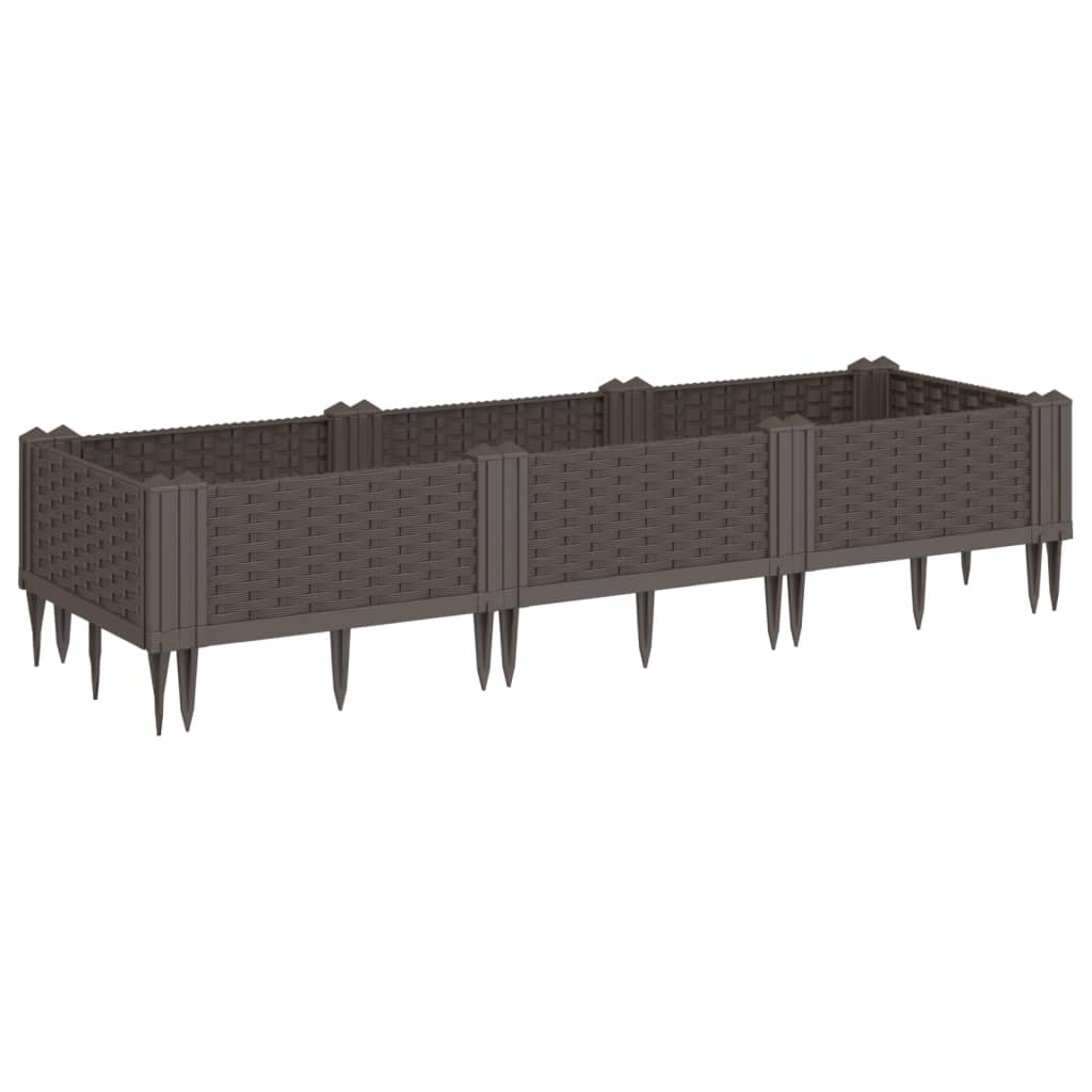 Fioriera da Giardino con Picchetti Marrone 125x40x28,5 cm PP - homemem39