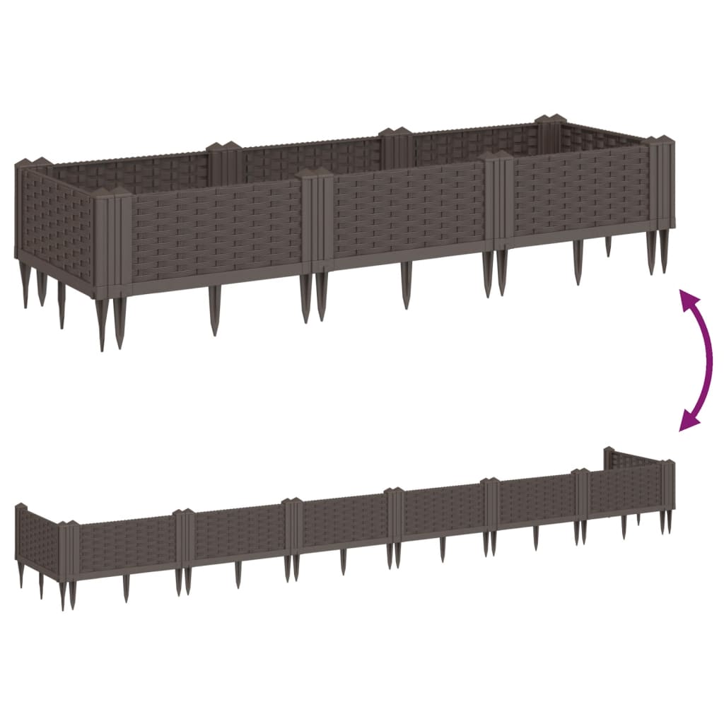 Fioriera da Giardino con Picchetti Marrone 125x40x28,5 cm PP - homemem39