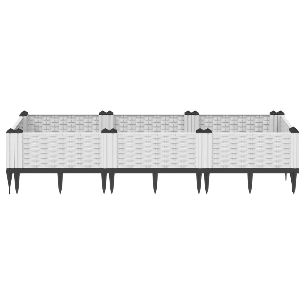 Fioriera da Giardino con Picchetti Bianca 125x40x28,5 cm PP - homemem39