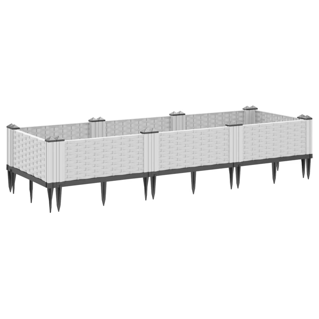 Fioriera da Giardino con Picchetti Bianca 125x40x28,5 cm PP - homemem39