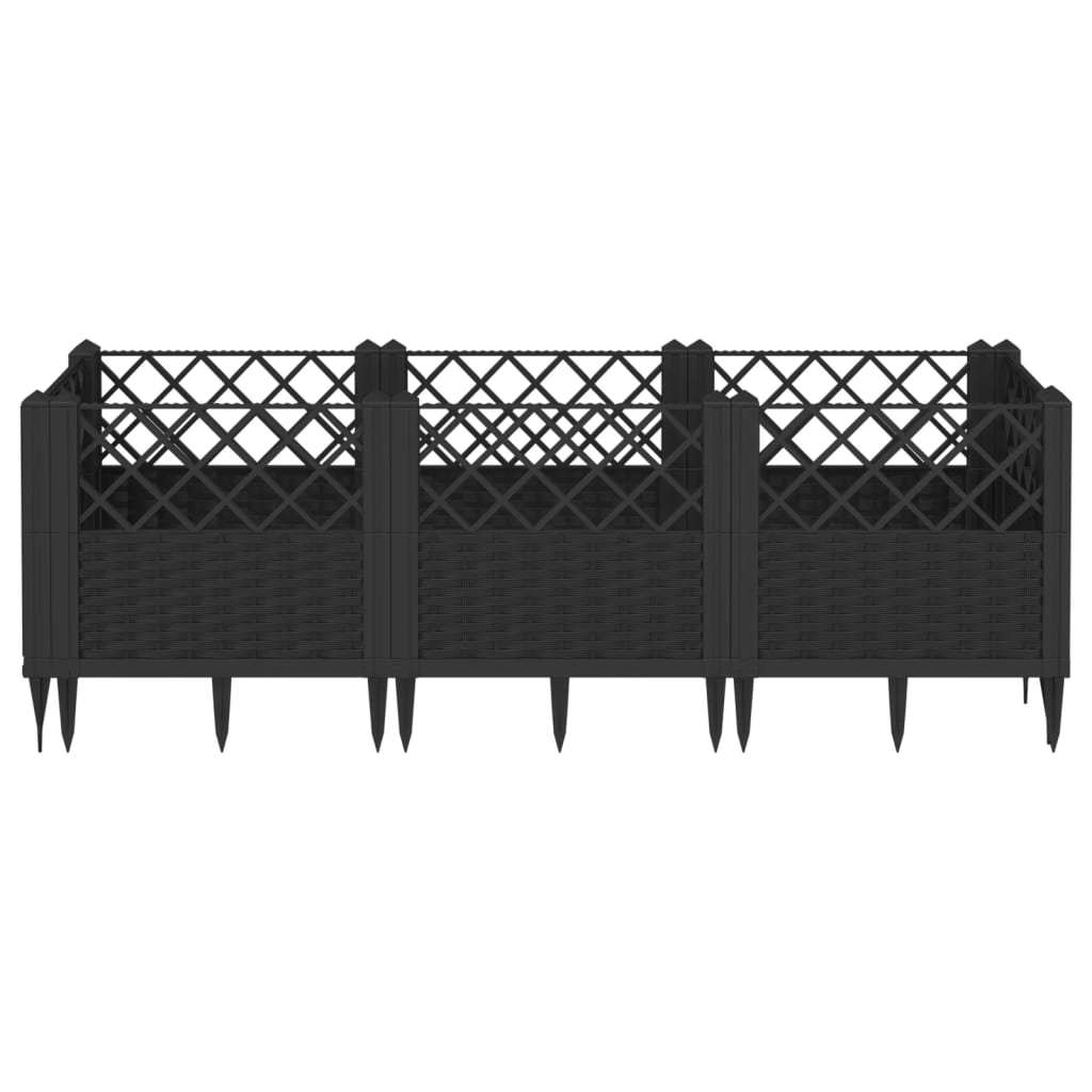 Fioriera da Giardino con Picchetti Nera 123,5x43,5x43,5 cm PP