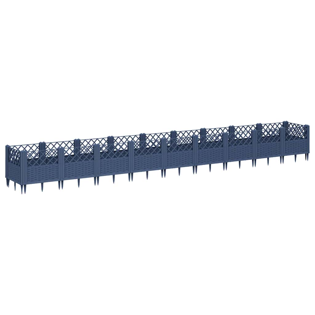 Fioriera Giardino Picchetti Grigio Blu 363,5x43,5x43,5 cm PP - homemem39